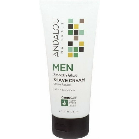 Andalou Naturals Shave Cream, Smooth Glide, Men, Tube, 6.0 FL OZ