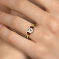 thumbnail image 4 of Gem Stone King 1.74 Ct Oval Peach Morganite Red Garnet 18K Yellow Gold Plated Silver Ring, 4 of 6