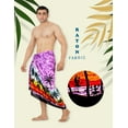 thumbnail image 3 of LA LEELA Men's Swimwear Beach Summer Pareo Long Sarong Wrap One Size Violet, Beach Vacation Holiday Party, 3 of 4