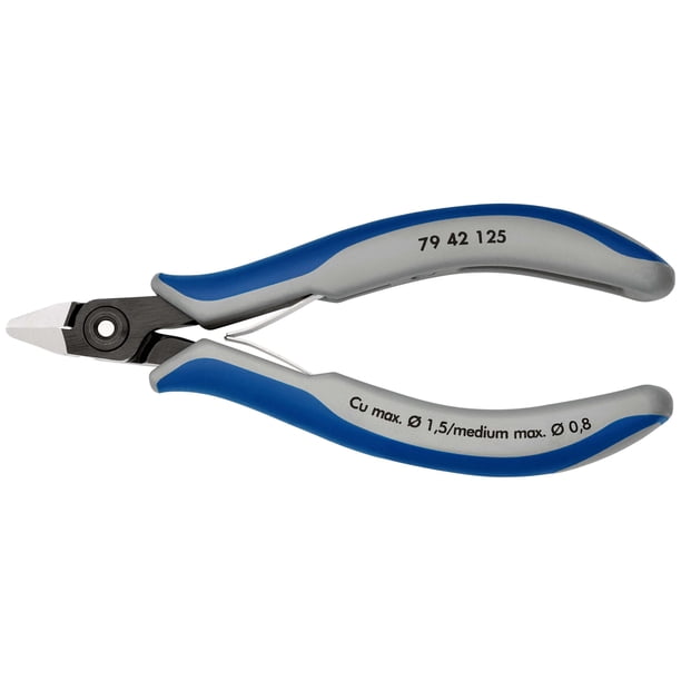 KNIPEX 79 42 125 Pinzas de precisión de corte diagonal para electrónica Con fundas en dos componentes bruñido 125 mm