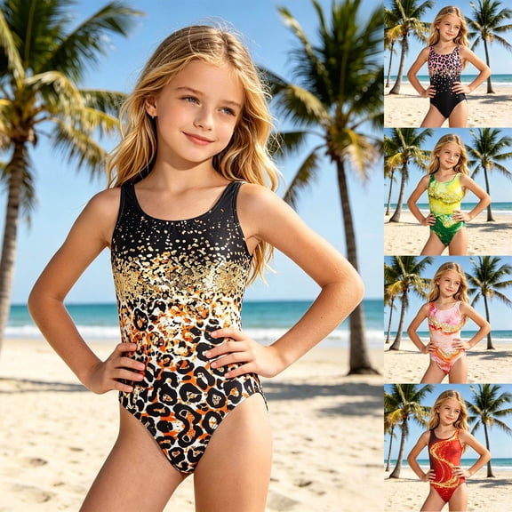 CAIXIA Teen Girl Period Swimsuits Girls Bathing Suits Tie-Straps Allover Printed Shapewear Swimsuit Ruched Cut Out Stretchy Teen Swimwear