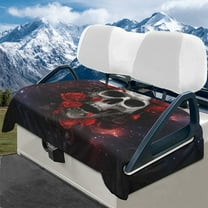 Yuyamidu Skull Golf Cart Seat Covers, Red Rose Club Car Seat Towel Blanket Soft Thick Golf Cart Cushion Covers Flannel Golf Cart Accessories