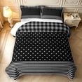 thumbnail image 2 of Manfei Geometric Check Quilt Full,Minimalism Polka Dot Full Bedspread Sets,Gray Black,3 Pieces,1 Coverlet and 2 Pillowcases, 2 of 7
