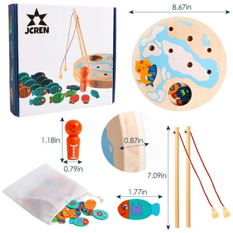  Scuwtocn Wooden Magnetic Fishing Game Toys for 3 Year Old Boys  - Montessori Toys ABC Alphabet Learning Toys and Education Math Preschool  Toddlers Toys for Ages 3 4 5 Girl Boy