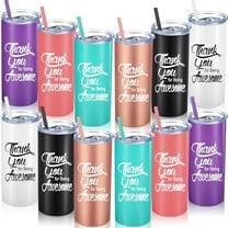 Thank You Gifts for Being Awesome Tumbler 16 oz Stainless Steel Travel Tumbler with Lid and Straw, Employee Coworker Friends Appreciation Gifts for Office(Plain Colors,12 Sets)