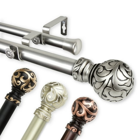 Cypress Double 1" dia. Curtain Rod 48-84 inch - Satin Nickel