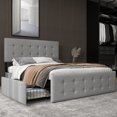 thumbnail image 3 of Joyspirit Upholstered Queen Platform Bed Frame with 4 Built-in Underbed Storage Drawers, Headboard, and Sturdy Slat Support, Accommodates up to 800 lbs, Gray, 3 of 8