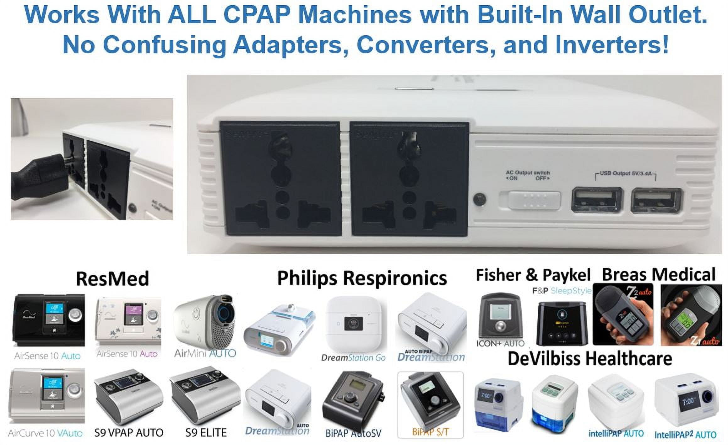 Zopec EXPLORE 5500 Universal CPAP UPS Battery Backup Power Supply (2-3 Nights). Automatic Switch with Uninterrupted Sleep in Power Outage! Works with All CPAP Brands with No Adapters. FAA Compliant.