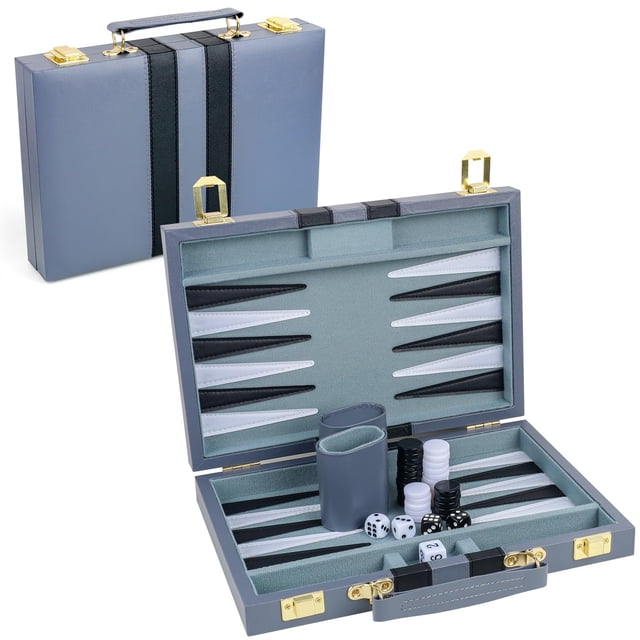 Set de backgammon RERIVER 2 Players Classic con funda de piel sintética
