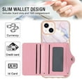 thumbnail image 3 of Compatible with iPhone 14 Plus Wallet Case with Card Holder, Back Flip Folio PU Leather Kickstand Card Slots Case for Women Girls, Double Magnetic Clasp Cover For iPhone 14 Plus,Marble #2, 3 of 6