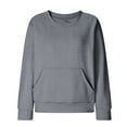 thumbnail image 2 of Women's Waffle Knit Raglan Sleeve Round Neck Long Sleeve No Hood Sweatshirt with Pocket, Fashion Casual Pullover Top for Daily Wear, Casual Activities, Festival and Work Outfits Grey L, 2 of 8