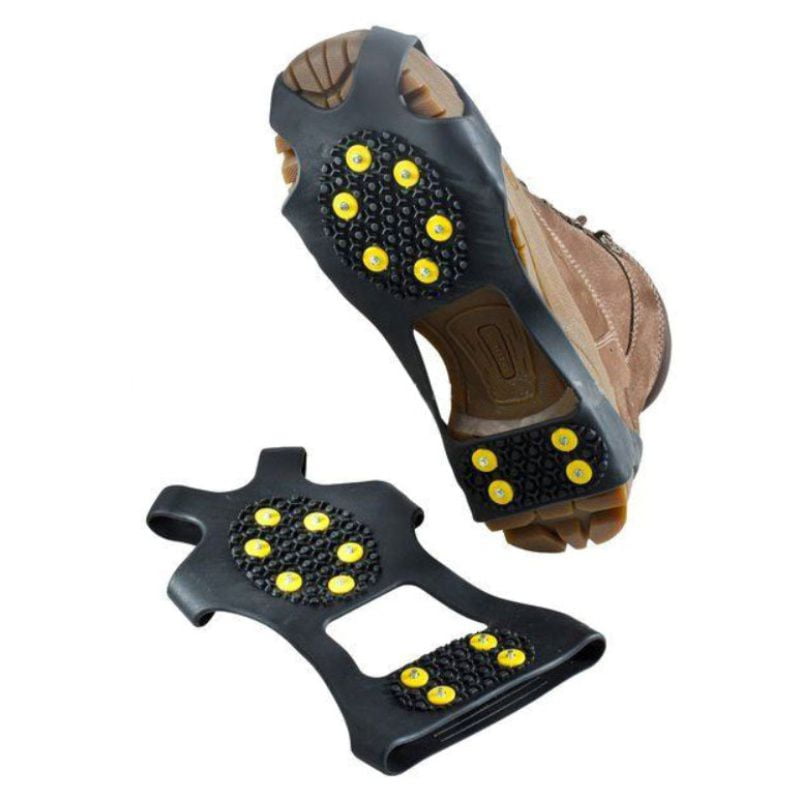 StyleZ 10-Stud Spikes Anti Slip Snow Ice Grips Over Shoe Traction Cleats Rubber Crampons Slip-on Stretch Footwear 
