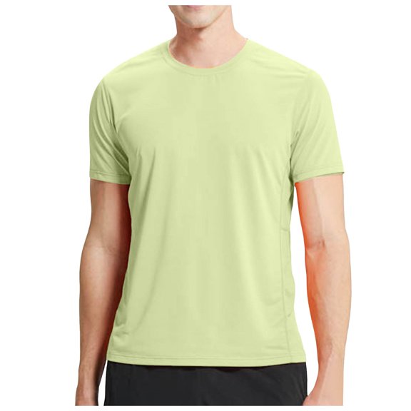 NIEWTR Mens Soft Cotton T Shirts, Breathable Short Sleeve T-Shirt,Solid Color Tees,Sizes S-4x(Yellow,2XL)