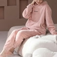 thumbnail image 4 of hotojiny Women's Fluffy Pajamas Set Fleece Sherpa Hooded Pullover with Pants Set Plush Sleepwear 2 Piece Pjs Set Fall Winter Outfit, 4 of 7