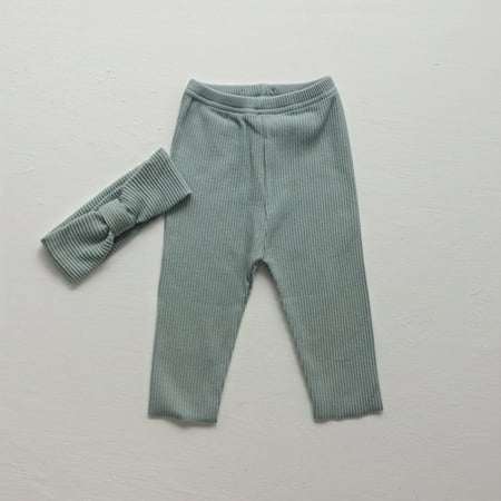 

NECHOLOGY Baby Girls Boys Solid Ribbed Cotton Summer Autumn Long Pants Headbands Clothes Boys Pants Size 8 Pants Light Blue 12-18 Months
