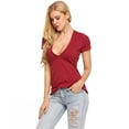 thumbnail image 6 of Zeagoo Women's Deep V T-Shirt Summer Short Sleeve Loose Casual Top, 6 of 9