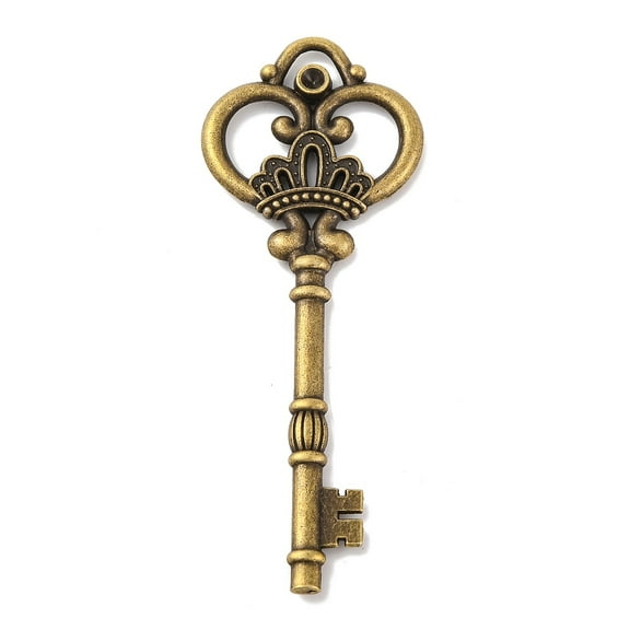 Tibetan style Alloy Pendants Crown Skeleton Key Big Pendants Antique Bronze 82x32mm Alloy