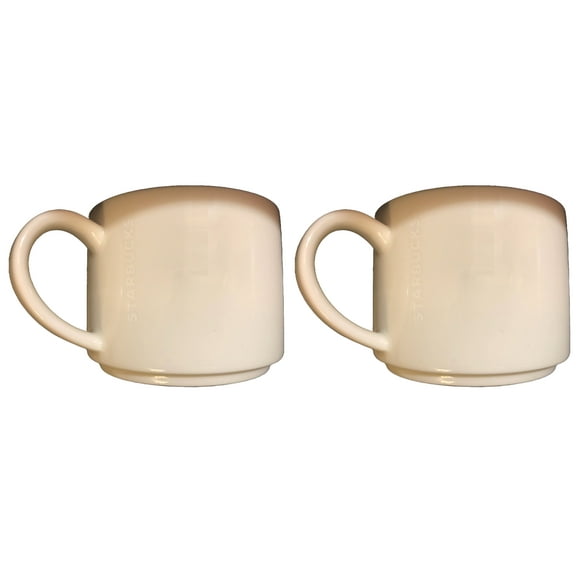 Set Of 2 Starbucks White Ceramic 12oz Mug Engraved "STARBUCKS"