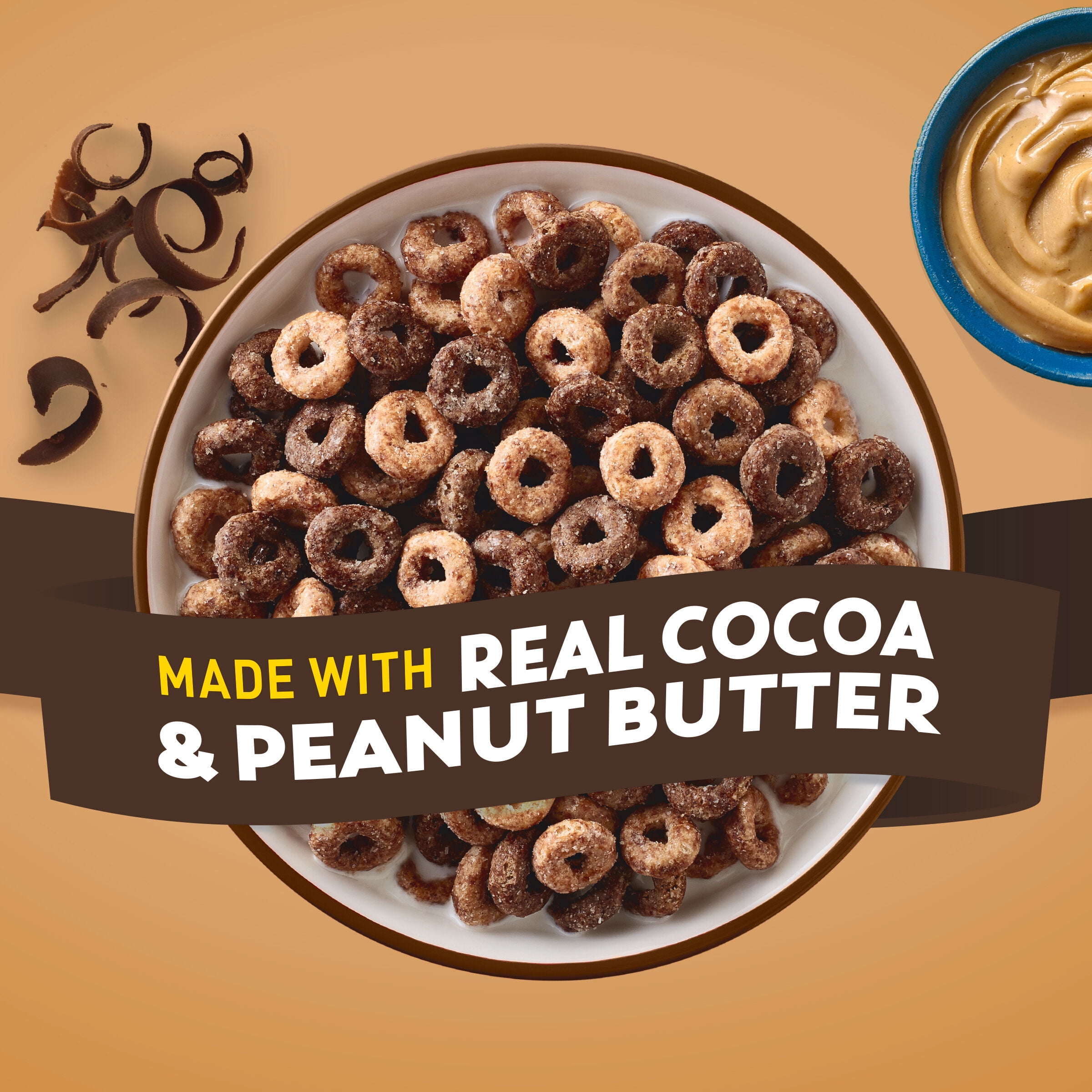 Chocolate Peanut Butter Cheerios Breakfast Cereal, Family Size, 18 OZ