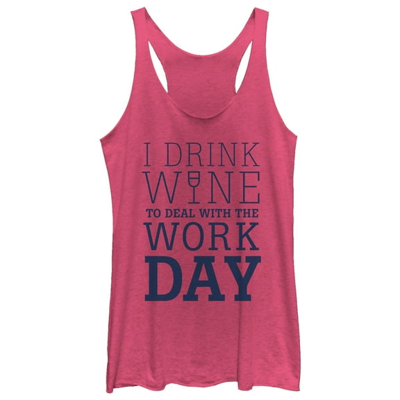 Women's CHIN UP Drink Wine for Work Day  Racerback Tank Top Pink Heather X Small