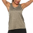 thumbnail image 5 of Exercise Tops for Women Sleeveless Tank Tops for Women Crewneck Basic Undershirt Workout Sports Shirts Stretch Gym Clothes (Khaki,XL), 5 of 7