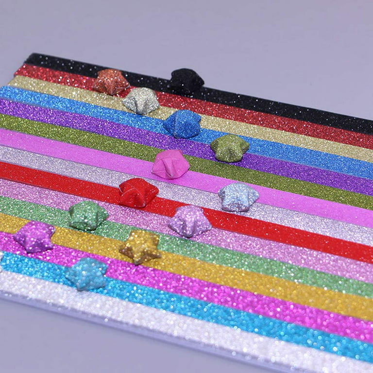Origami Star Paper 18 Colors Decoration Paper Strips Glitter - Temu