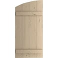 thumbnail image 2 of Ekena Millwork 22"W x 64"H (56 5/8" Low Side) Timberthane Knotty Pine Four Board Joined Board-n-Batten w/Elliptical Top Faux Wood Shutters (Per Pair), Primed Tan, 2 of 6
