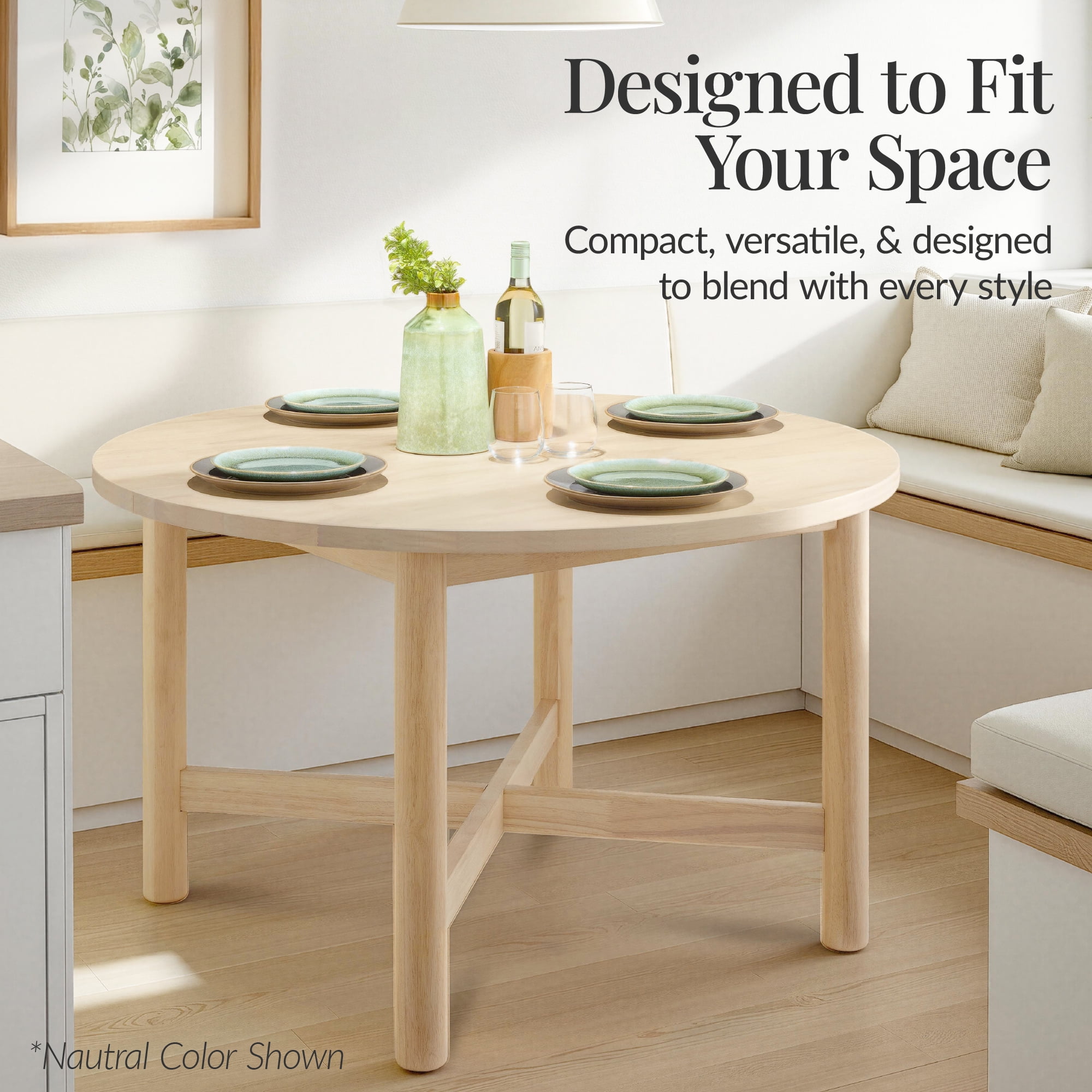 Best Choice Products 47In Round Solid Wood Dining Table, Modern Farmhouse Table For 4, Space Saving, Easy Assembly - Black