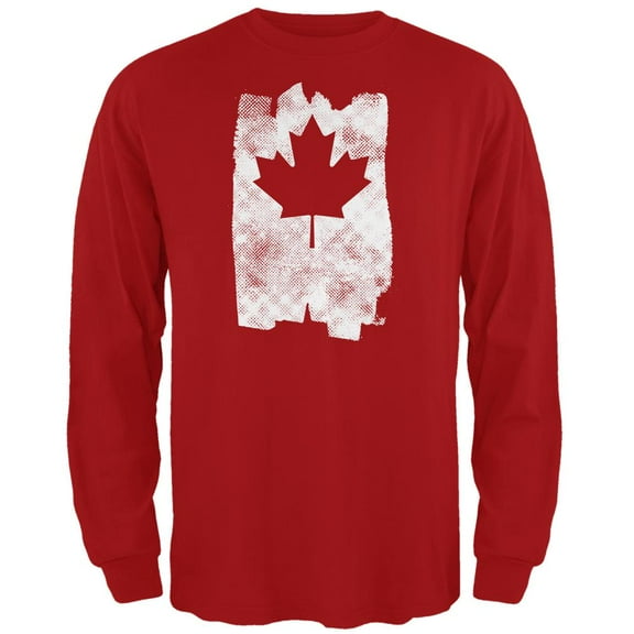 Graffiti Maple Leaf Canadian Flag Mens Long Sleeve T Shirt Red LG