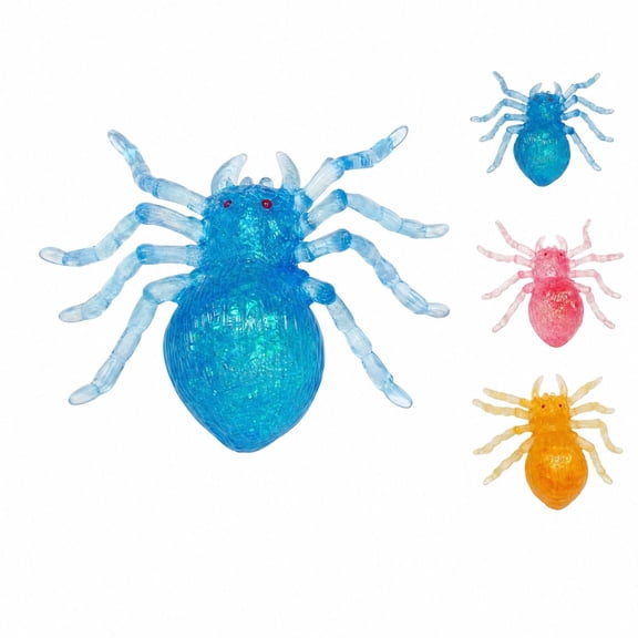 Glitter Spider Squishy Toy, Soft Stretchy Fidget Stress Ball for Anxiety Relief, Halloween Trick or Treat Fillers & Party Goodie Bag Stuffers
