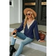 thumbnail image 6 of Anbech Deep V Neck Women Blouse Guipure Lace Shirt Solid Color Splice Trendy Long Sleeve Casual Tops, 6 of 8