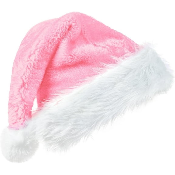 ‌Velvet Plush Santa Hat for Men Women - Plush Unisex Christmas Hat for Xmas, New Year Parties & Holiday Decor