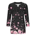 thumbnail image 5 of Tops for Women Plus Size Floral Print V-neck 3/4 Sleeve Plus Loose Blouse Top Pink XL, 5 of 5