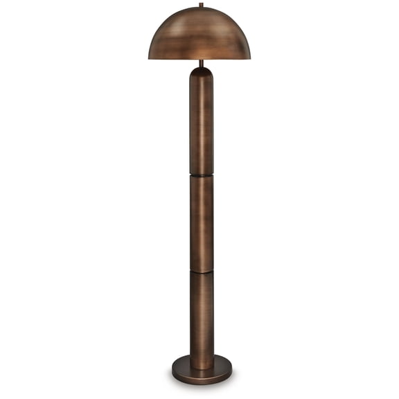 Signature Design by Ashley Wendfield Industrial Metal Floor Lamp with Dome Shade - Antique Copper