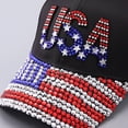 thumbnail image 5 of vigerkar USA Rhinestone Baseball Cap - Patrioticic American Flag Bling Hat for Women Studded (D, One Size）, 5 of 8