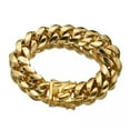 thumbnail image 3 of QQTDFG 8mm-18mm Fashion Women Mens Chain 316L Stainless Steel Miami Curb Link Bracelet-Gold-8mm wide-9 inch, 3 of 7