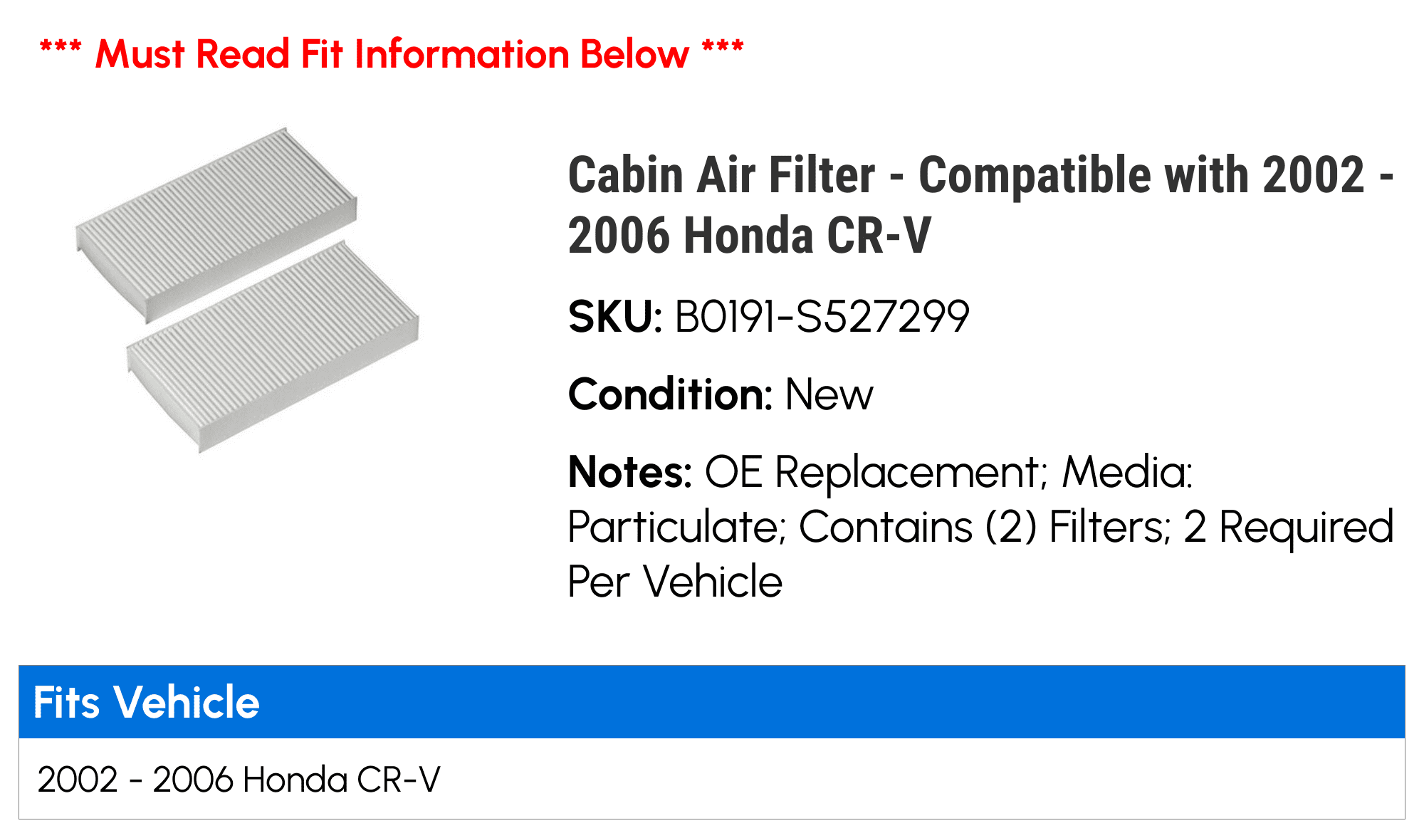 ATP Cabin Air Filters 2002-2006 Honda CR-V Cabin Air Filter fits 2002-2006 Honda CR-V, Particulate