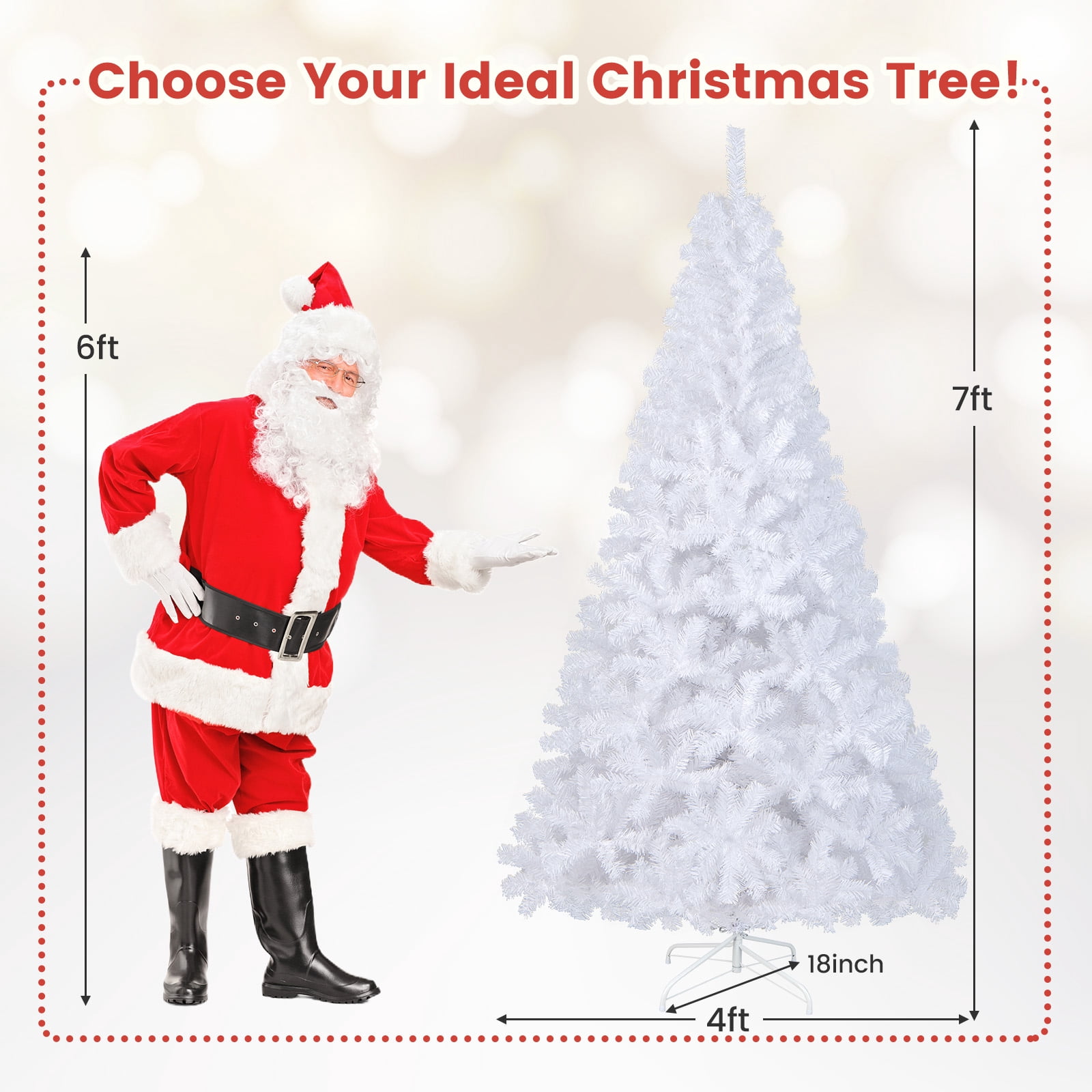 Costway 7Ft Artificial PVC Christmas Tree Stand Indoor Outdoor White