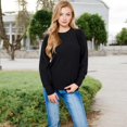 thumbnail image 4 of Women's Long Sleeve Ribbed Knit Sweater with Gathered Shoulders - X Large, Black, 4 of 6