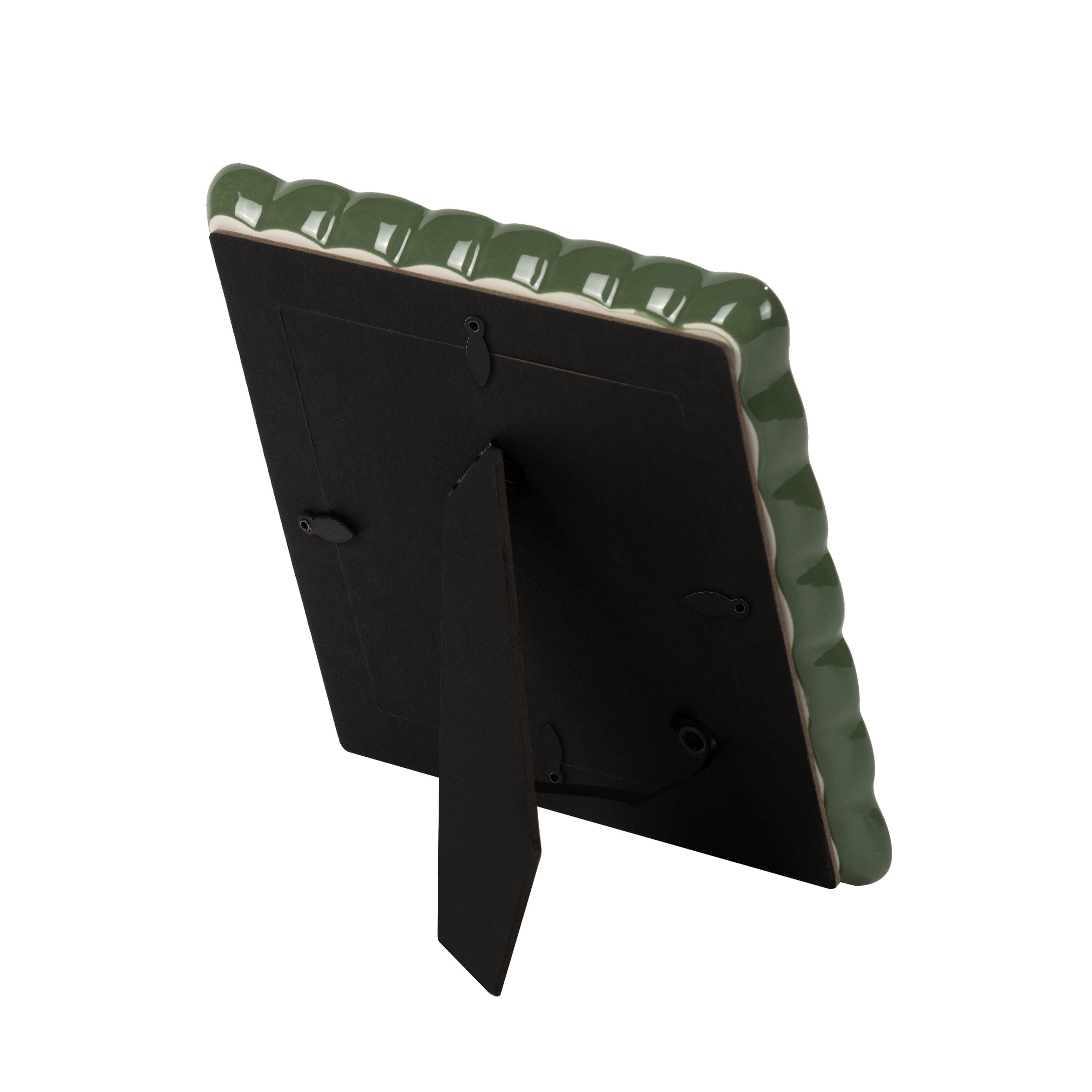 Sterling & Noble Home – 4x4 Picture Frame – Double Ruffle Green Ceramic Tabletop Photo Frame