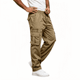 thumbnail image 2 of TKKCS Mens Elastic Waist Cargo Pants Straight Leg Full Length Outdoor Casual Adjustable Drawstring Work Trousers with Multi-Pockets Khaki XL, 2 of 10