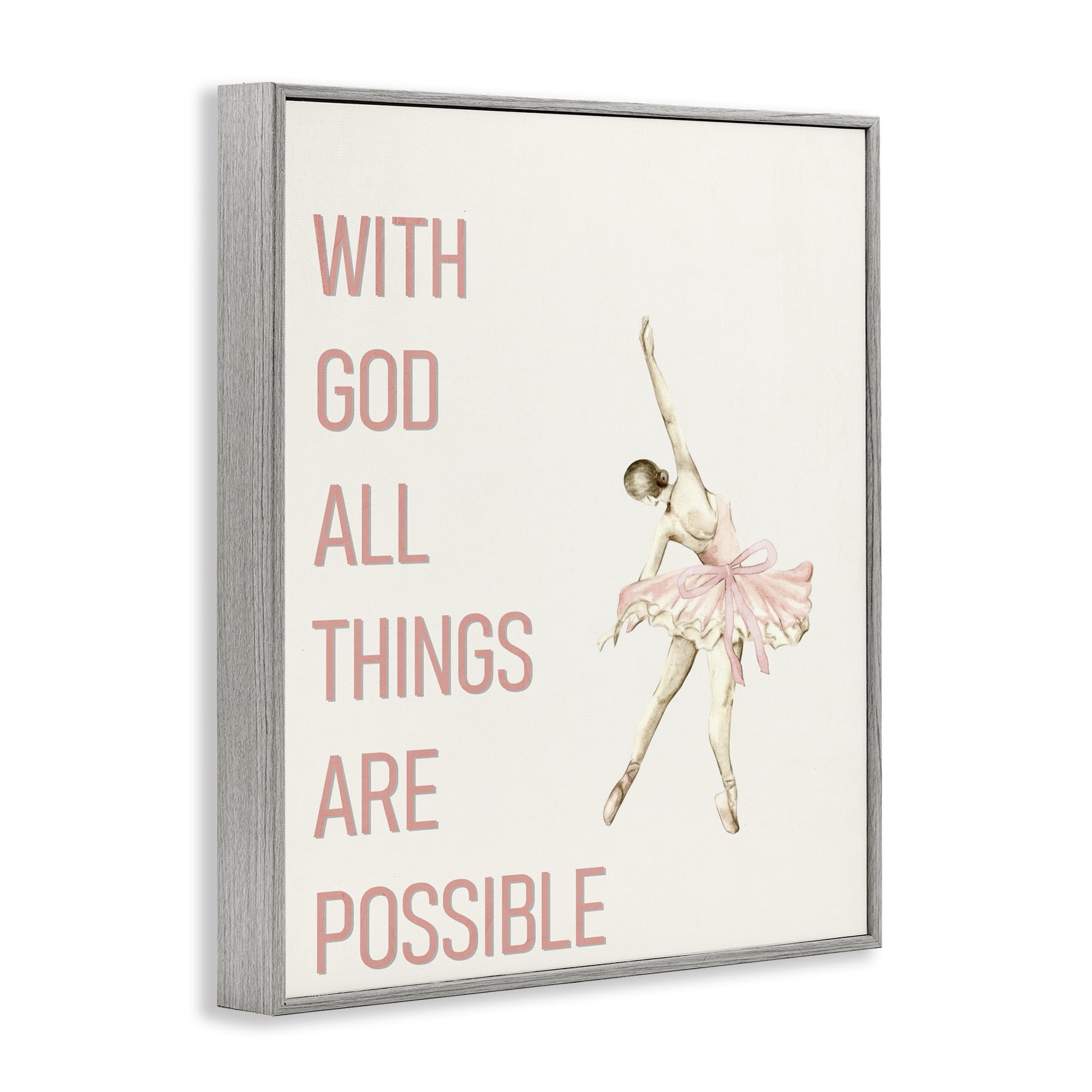 All Things Possible Ballerina Gray Framed Giclee Art, design by Kim Allen
