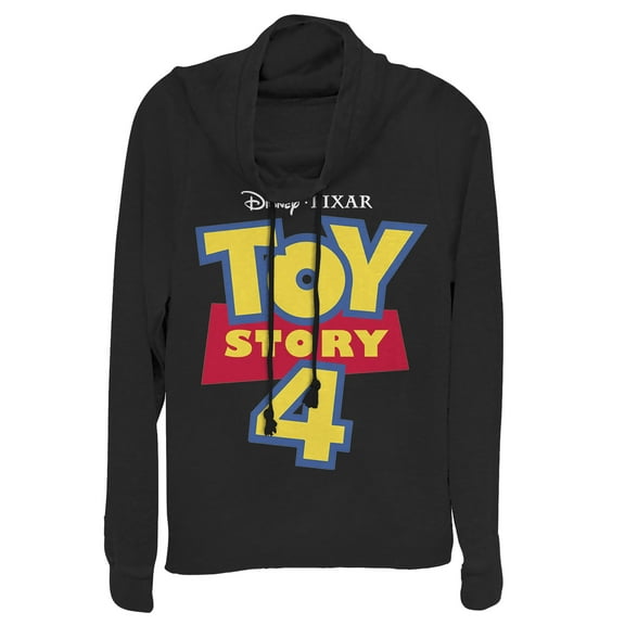 Junior's Toy Story Classic Logo Cowl Neck Sweatshirt Black X Large