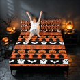 thumbnail image 3 of Homewish Pumpkin Ghost Stripe Queen Sheets, Happy Halloween Queen Sheet Sets, Black Orange White, 4pcs (1 Flat Sheet, 1 Fitted Sheet and 2 Pillowcases), 3 of 4