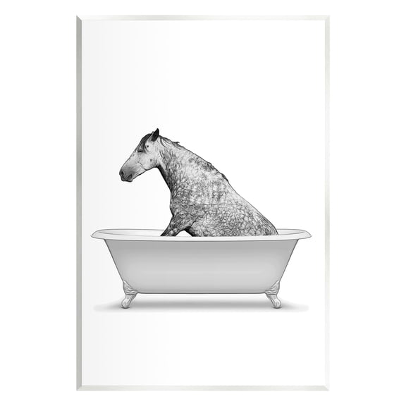 Stupell Industries Farm Horse Bathtub Animal Animals & Insects Painting Unframed Art Print Wall Art