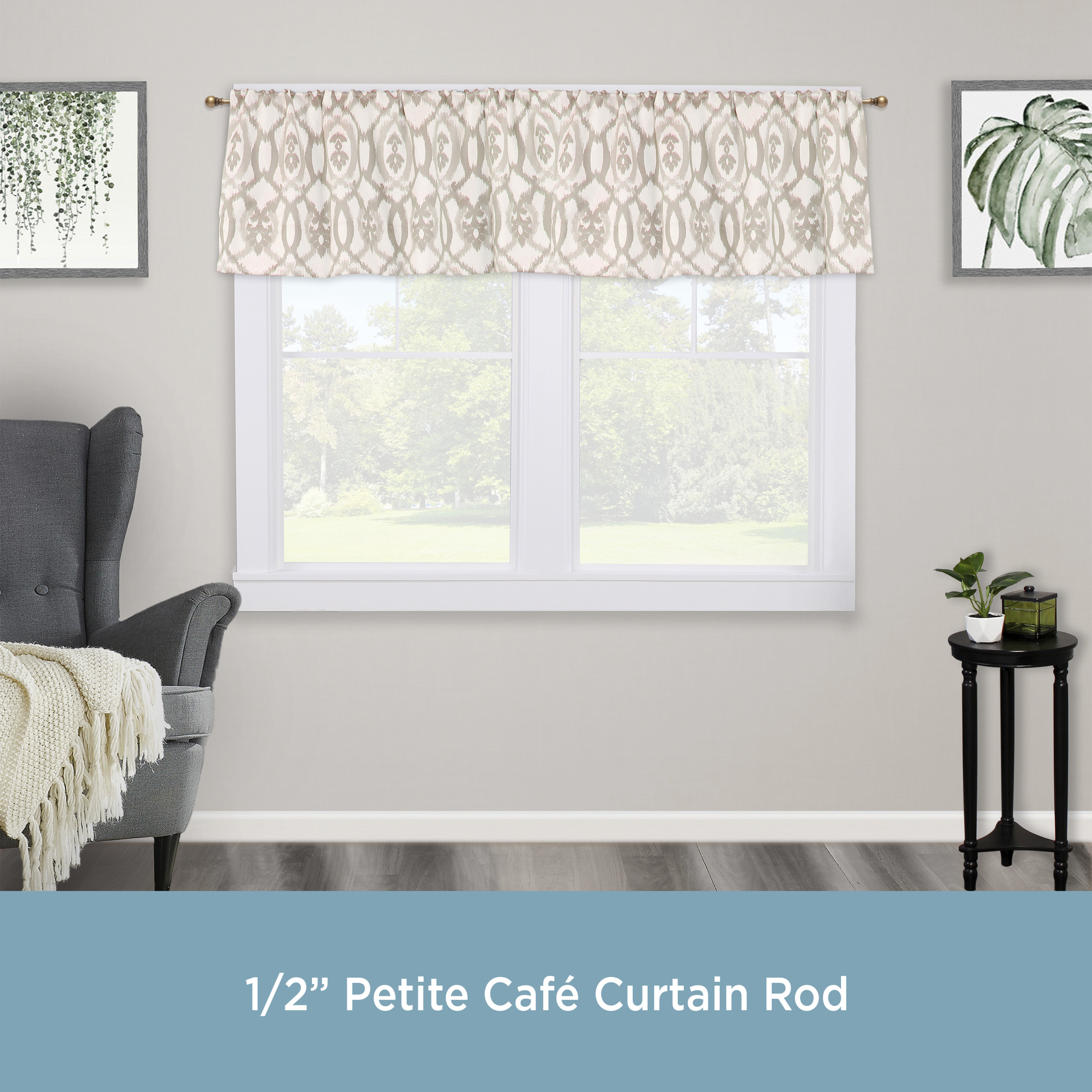Kenney® Davenport 1/2" Petite Cafe Decorative Window Curtain Rod, 48-86", Brushed Brass - image 3 of 7