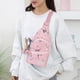 thumbnail image 3 of Mochila cruzada rosa con correas ajustables y 2 bolsillos con cremallera para mujeres y hombres, entrenamiento, viaje, jogging, ciclismo, senderismo, bolso de cintura, bolso de pecho simple, 3 of 6