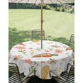 thumbnail image 3 of Outdoor Tablecloth with Umbrella Hole Zipper Easter Eggs Round Tablecloth 60" Waterproof Outside Table Cloth Carrots Spring Daisy Flower Botanical Rustic Patio Table Cover Tablecloths for Picnic, 3 of 8