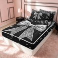 thumbnail image 3 of Erosebridal Cute Bow Zipper Twin Comforter Sets with Fitted Sheet and 2 Pillowcases, Girls Sparklings Print Zipper Bedding Set, Black Reversible, Silver Black, Black Reversible, 3 of 7