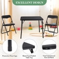 thumbnail image 2 of 3 Piece Foldable Table and Chair Set, Portable Upholstered Card Table and Chair, Metal Frame Folding Children Activity’s Table and Chair Set for Dining Room, Playroom, Living Room, Black, 2 of 8